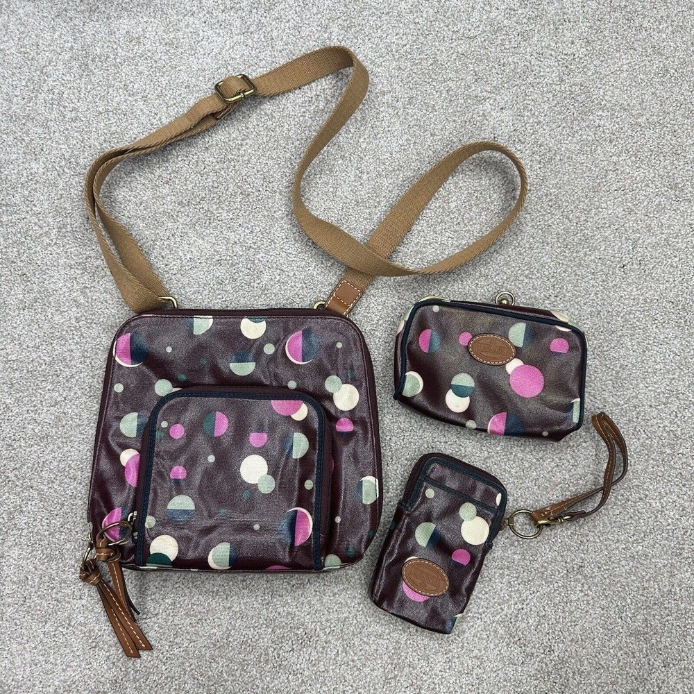 Fossil Keypers‎ Total Eclipse Multicolor Circle Printed Bag Purse 3 Piece Set